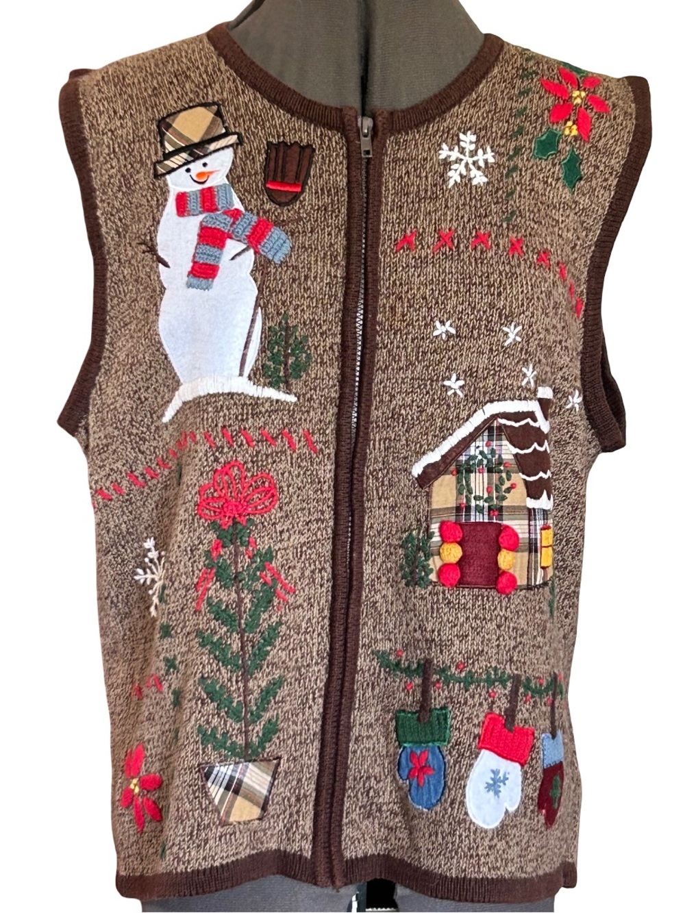 Vintage Bobbie Brooks Christmas Sweater Vest Size Large
